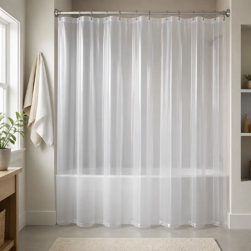 Illustrative image for a shower curtain liner buying guide