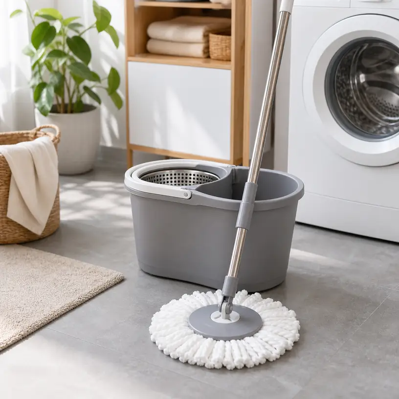 Illustrative image for a spin mop and bucket set buying guide