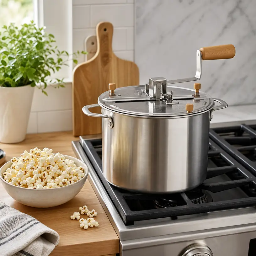Illustrative image for a stovetop popcorn maker buying guide